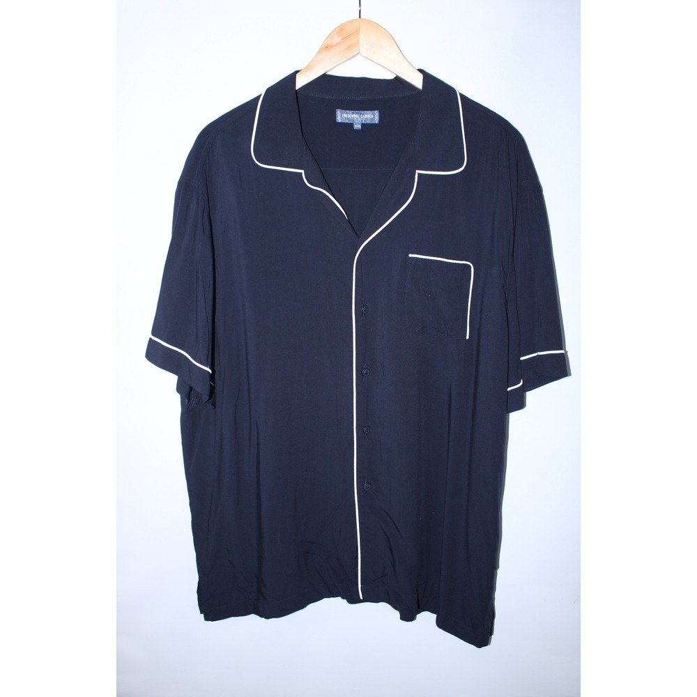 Frescobol Carioca Men's XXXL Navy Blue White Lightweight Button Down Shirt